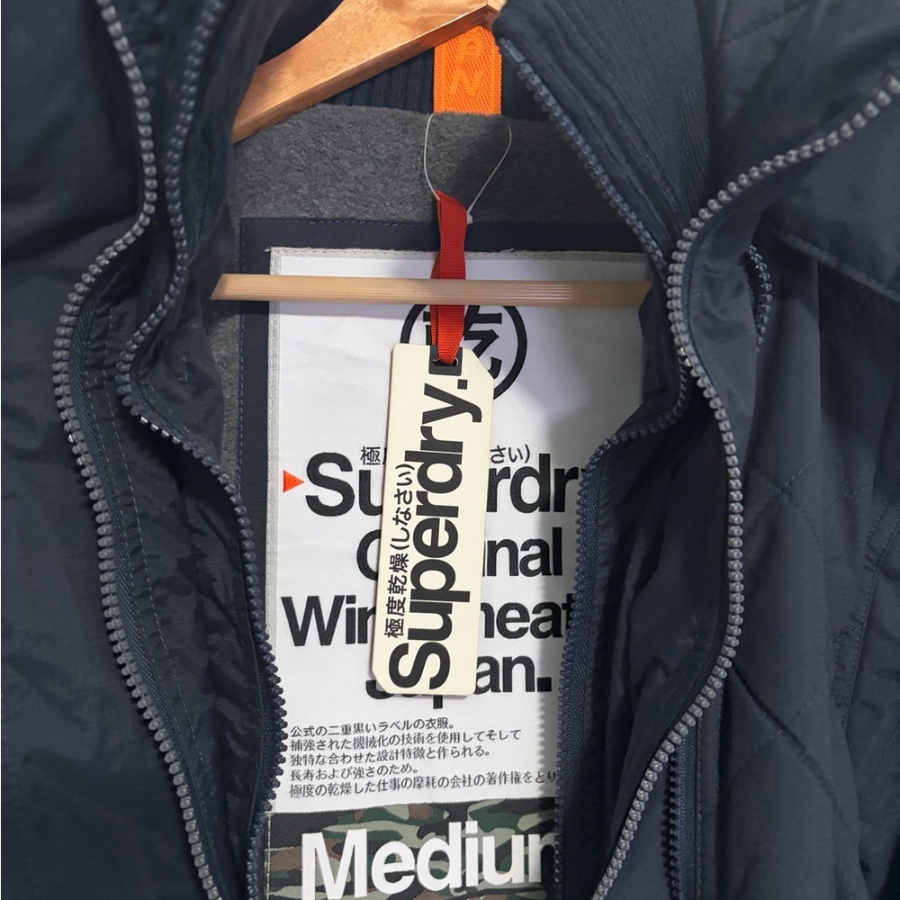 BNWT SUPERDRY ORIGINAL WINDCHEATER JAPAN JACKET QUILTED HOODED NAVY BLUE MED (M) - Picture 9 of 16